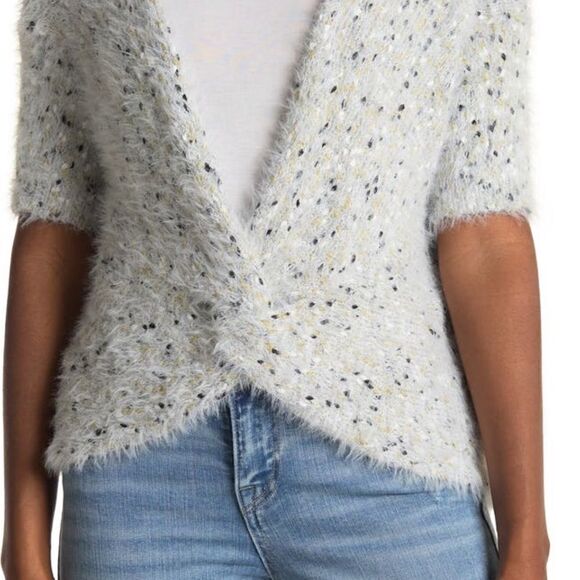 💼NWT Roffe Twist Front Eyelash Sweater Pullover Short Sleeve - Picture 3 of 10